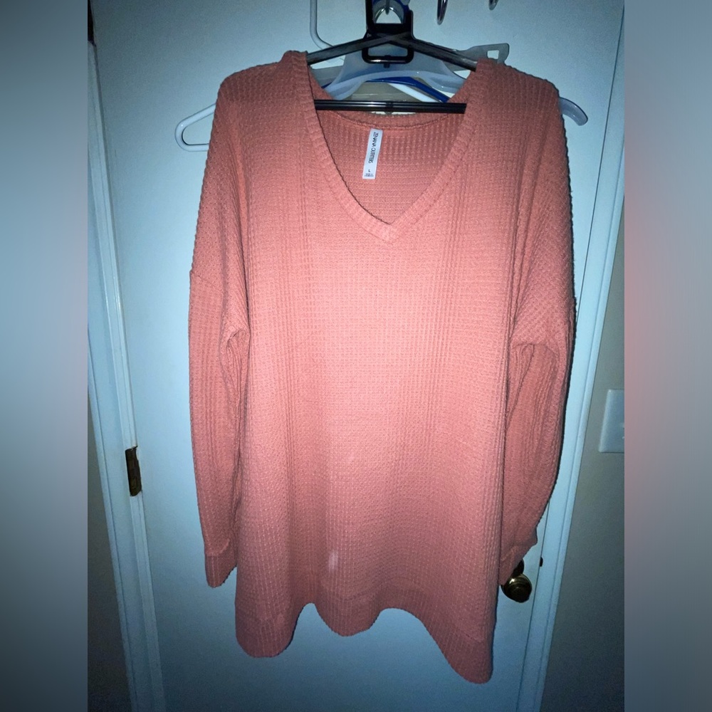 Waffle Knit Long Sleeve Sweater
